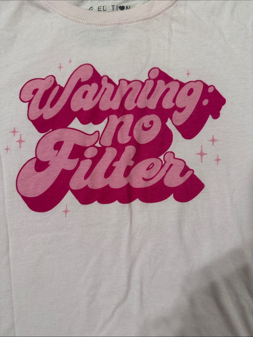 Warning No Filter Pink Graphic Tee - Picture 2 of 4